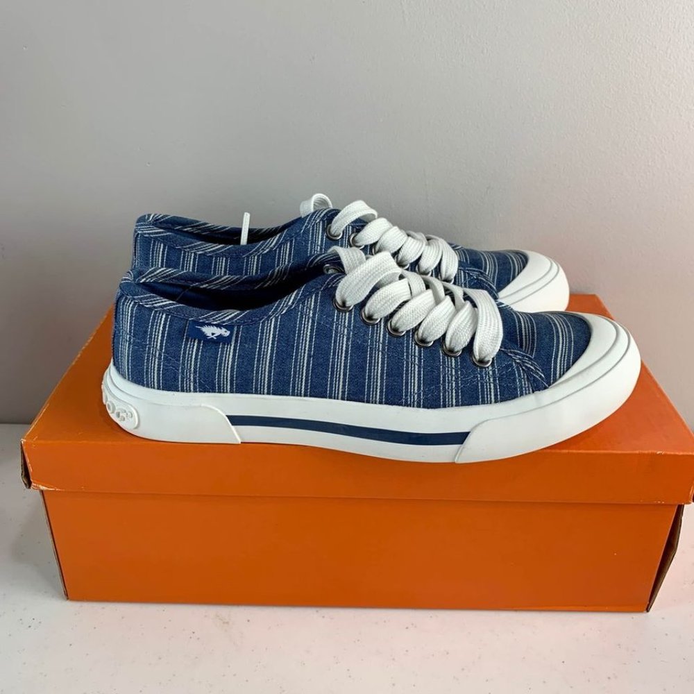 NEW Rocket Dog Women’s Jumpin Blue Striped Shoes - Picture 6 of 8